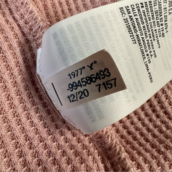 American Eagle pink cropped waffle knit long sleeve Henley top XS - Picture 10 of 12